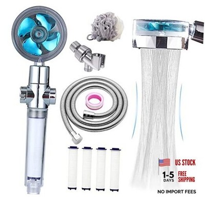 CWPW High Pressure Shower Heads, Handheld Turbo Fan Shower, Blue with hose