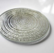 Mirrored Candle Plate Round Home Decor Glitter Small Medium Tray Silver Coaster