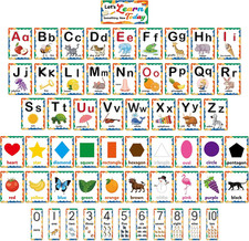 58 Pieces Alphabet and Number Bulletin Board Set, Manuscript Educational Prescho