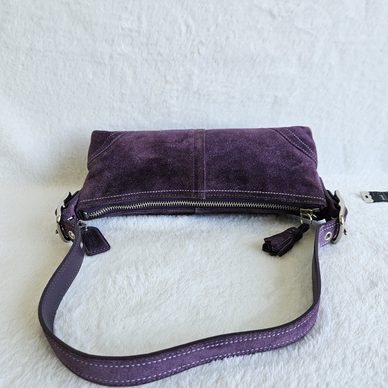 VINTAGE COACH Y2K PURPLE SUEDE 8A73 BAGUETTE PURSE - Gem