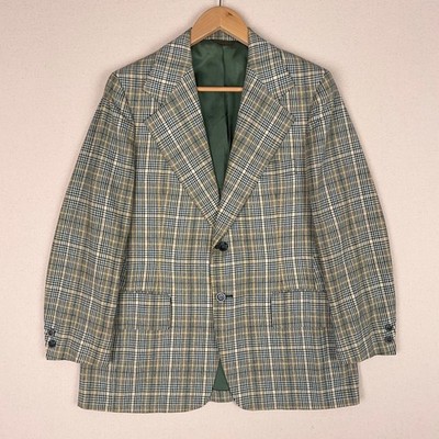 Vintage 70s The London Shop Peerless Wool Sport Coat Jacket Blazer 38S Plaid USA