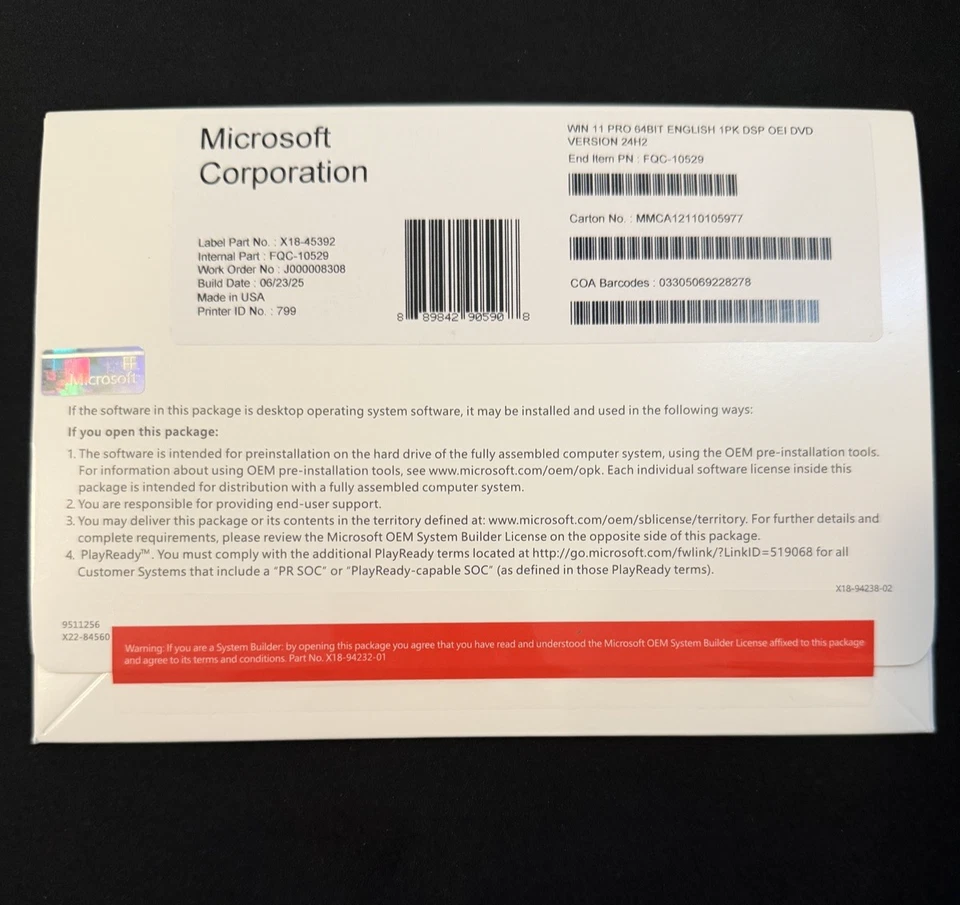 Win 11 Pro 64-Bit DVD+Genuine Microsoft License-Factory Sealed-Ships next day - Image 2 of 4