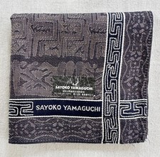 Vintage Mens Handkerchief Geometric Calligraphy Pocket Square Black Cotton 19" G