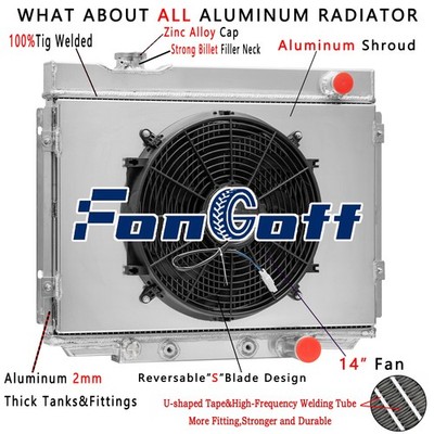 3 Row Radiator Shroud+Fan fits 1964-1966 Ford Galaxie Base Small Block 24''W.