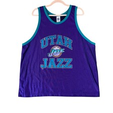 Vintage Logo 7 Utah Jazz NBA Basketball Tank Top Jersey Purple Mens XL USA Made