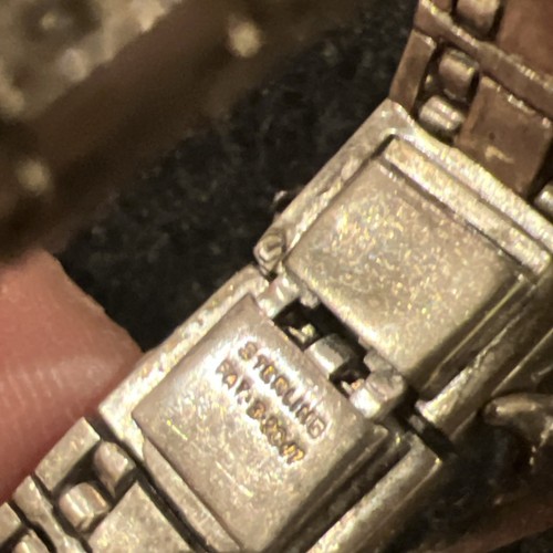 Antique sterling silver paste buckle bracelet Estate Patent Date Art Deco - Picture 14 of 19