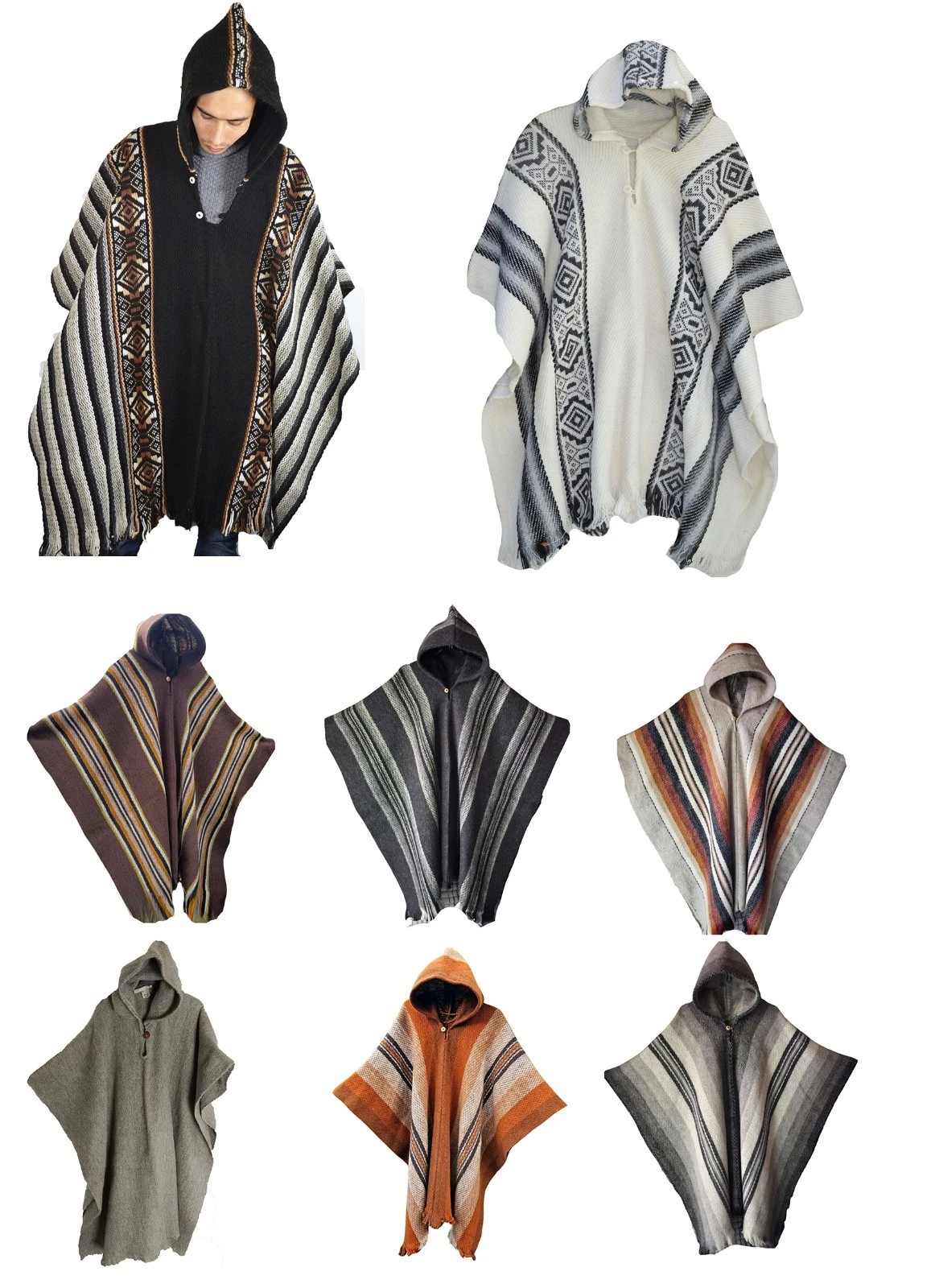 South American 100% Wool Alpaca hand made poncho Men's women's ponchos
Opens in a new window or tab
