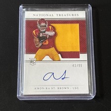 2021 National Treasures Amon Ra St. Brown Rookie Patch Auto /99.