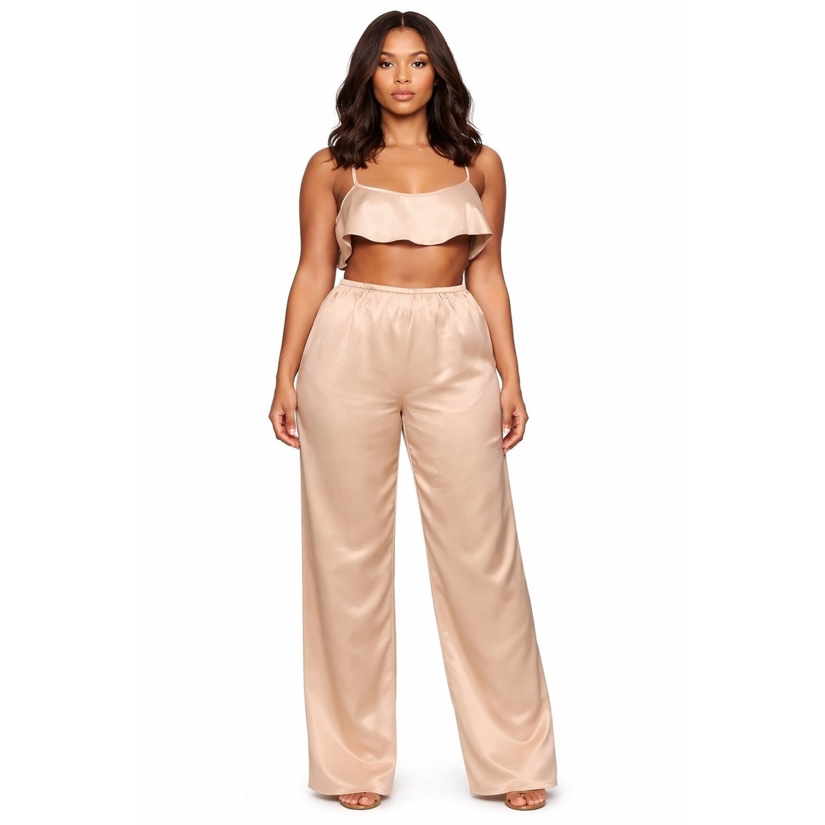 SKIMS 各種セット SKIMS Woven Shine Cami + Lounge Pants Set Pink Sand Womens 2X | eBay