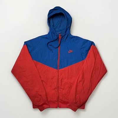 Nike Windbreaker Jacke Gr M Blau Rot Retro Colorblock Y2K Vintage Style Jacket