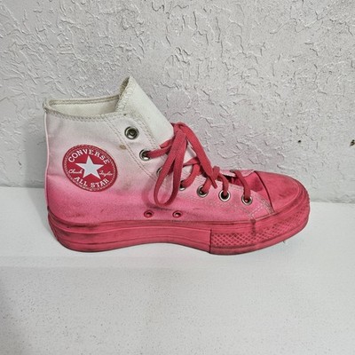 Converse Chuck Taylor All Star High Top Pink Ombre Fade Women 7 Distressed Shoes