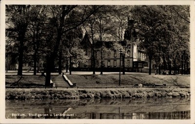 Postcard Beckum in Westphalia, city garden, district office, trees, water,... - 11290905
