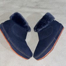 L.L. Bean Ankle Slippers Womens Size 7 M Blue Suede Leather Comfort Active
