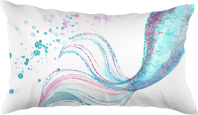 Beach Blue Mermaid Pillow Cover 12x20 Decorative Lumbar Cushion for Girls