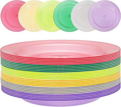 Cedilis 30 Stück Kunststoffplatten, 10 Zoll/25 cm wiederverwendbare runde Platte, sortiert... 