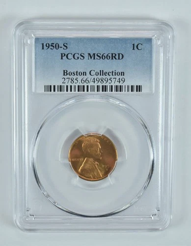 1950-S Lincoln Wheat Cent Boston Collection MS66 RD PCGS