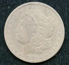 1878-CC Morgan Silver Dollar $1 - VG w/ Scratches/ Cleaned
