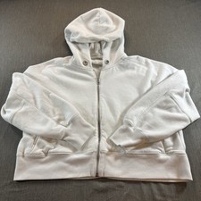 Abercrombie  Fitch Cropped Women  s White Soft Zip Up Hooded Sweatshirt Sz Large
