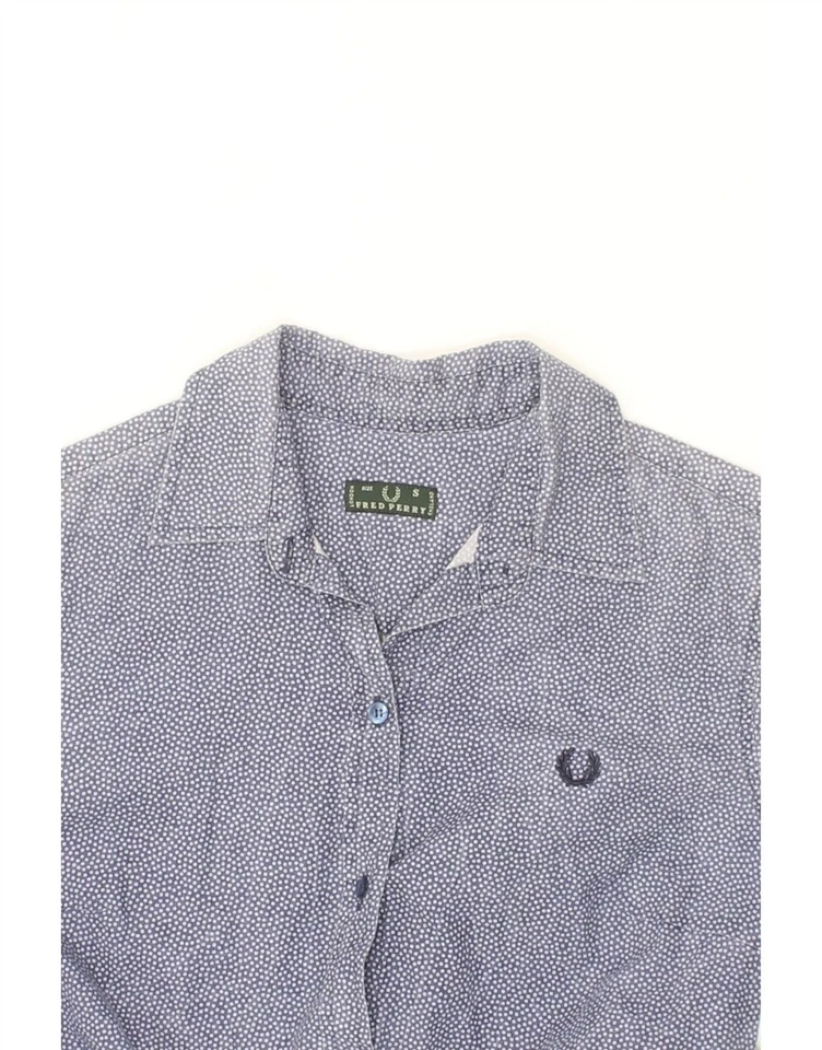 FRED PERRY Womens Shirt UK 10 Small Blue Polka Dot Cotton BE03 - Image 3 of 3