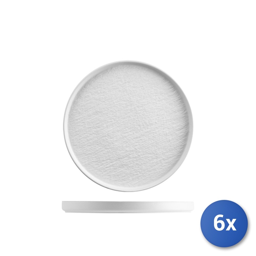 6x H&H Plate Skin in porcelain decorated in relief white 20.5 cm