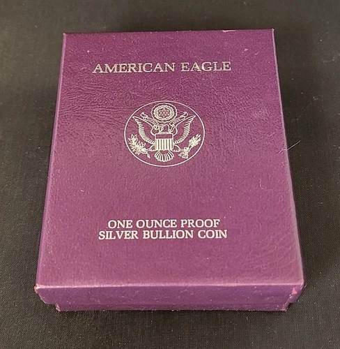 1987 S Silver Coin American Eagle Proof Box & COA BU Encapsulated