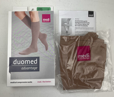 2 Medi Duomed  Transparent Sheer Knee High Beige Closed Toe Size Large NEW