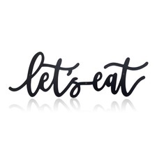 Metal Let's Eat Sign, Rustic Cutout Signs, 14.17 x 4.72 inches, black
