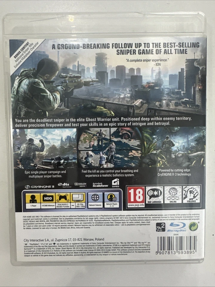 Sniper: Ghost Warrior 2 Sony PlayStation 3 Edición Limitada CIB Excelente Estado! Foto 3 de 3