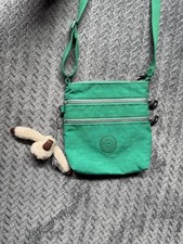Kipling Crossbody Bag Green 8"x7" zip front Pockets Keiko Louise Monkey
