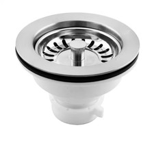 High Density Sink Strainer with Push/Pull Strainer Basket in Satin Nickel for Ki