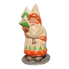 Ino Schaller Vintage D cor Santa with Tree German Paper Mache Candy Container