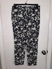 Talbots Chatham Ankle Pants Women's Size 6 Blue White Floral Slim Leg EUC