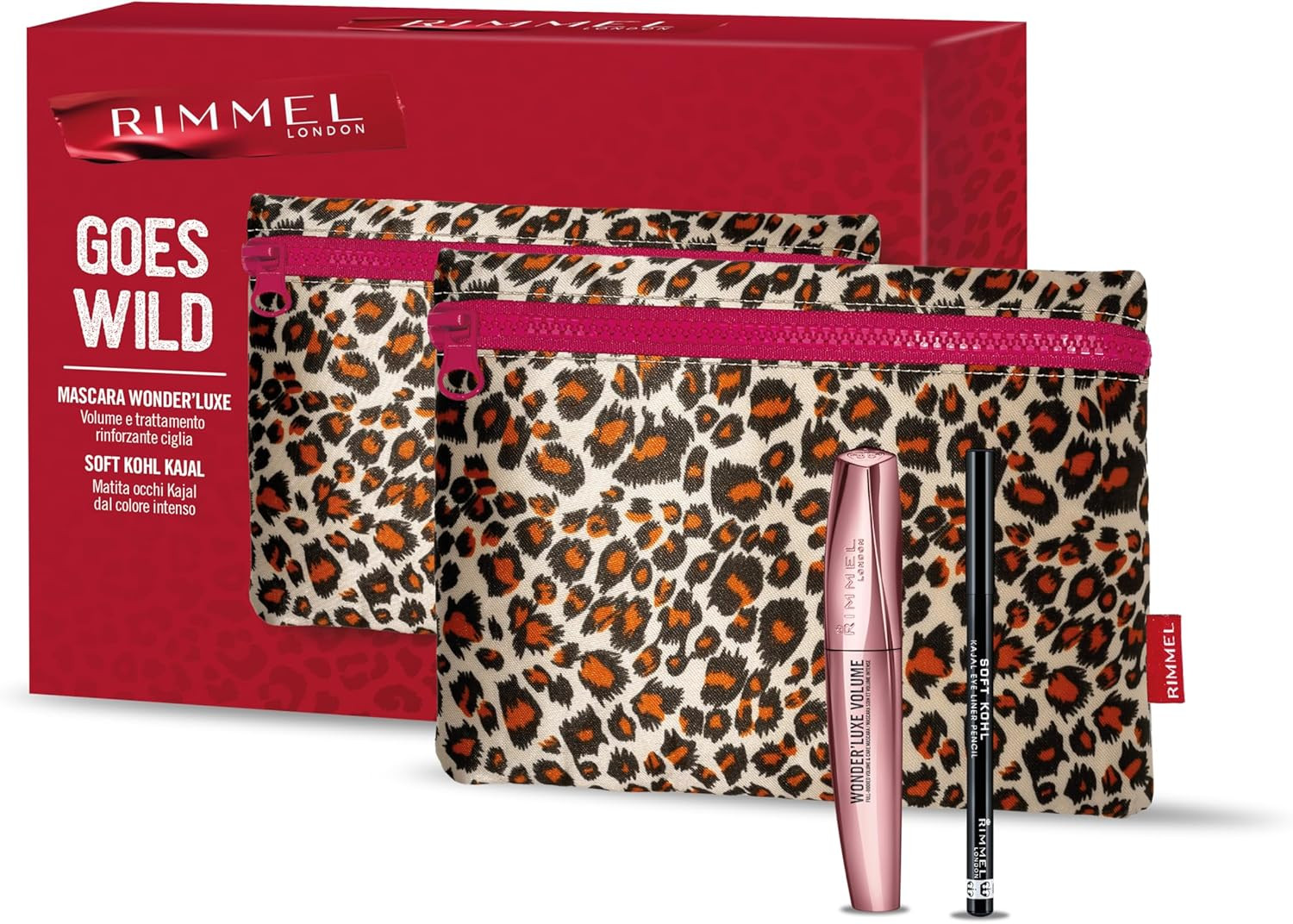 , Cofanetto Regalo Donna Rimmel Goes Wild, Pochette Leopardata Con Mascara Wonde