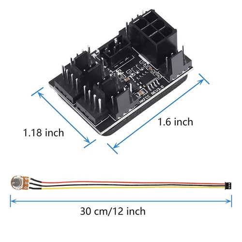 3-Pin-4-Pin-LüFteradapter PWM-PC-GehäUse-LüFter-Hub-Regler 8-Wege-Splitter 5545 - Afbeelding 6 van 6