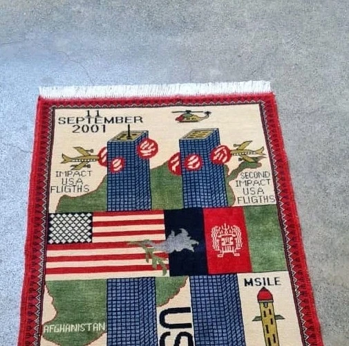 9/11  Handmade Afghan  war rug Great Quality Beauiful design Size 125cmx80cm - Image 2 of 4