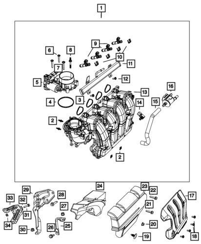 Cubierta del colector de admisión para Ram ProMaster City 2013-2022 (P/N 68436736AA)