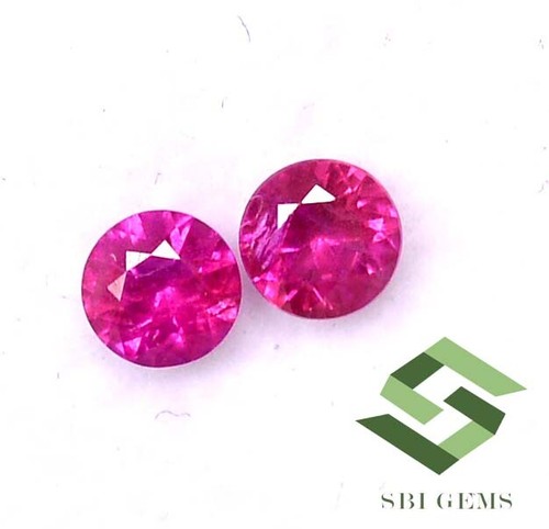 Certified Natural Ruby Round Diamond Cut Pair 3.50 mm 0.40 CTS Loose Gemstones - Picture 4 of 5