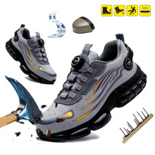 Men Work Safety Shoes Steel Toe Cap Rotating Button Comfort Breathable Sneakers