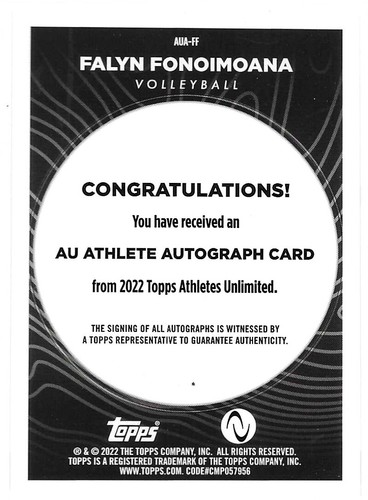 2022 Topps Athletes Unlimited All Sports - #AUA-FF Falyn Fonoimoana (AU) - Picture 2 of 3