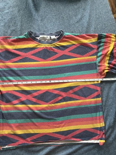 Weekends Vintage Striped Large Cotton Shirt Colorful Rainbow - Picture 4 of 7