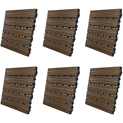 AURA 1x1 Foot Premium Interlocking Snap On Faux Wood Polymer Outdoor Patio Deck