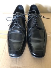 PRADA OXFORDS LEATHER DERBY BLACK DRESS SHOES  EU 42M  PRE-OWNED SIZE 9 US