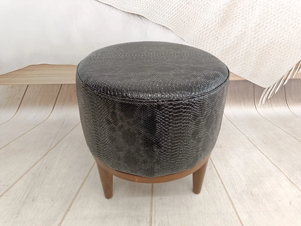 Leather stool, Ottoman for chair, Small stool, Durable furniture, Make up stool - Image 2 of 4