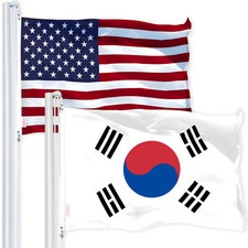 G128 Combo Pack: American USA Flag 3x5 Ft  South Korea South Korean Flag 3x5 Ft