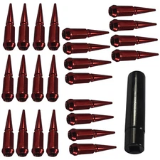 M14x1.5 Red Spike Lug Nuts For 6 Lug GMC Chevy Ford Vehicles 24pc 4.5 Tall