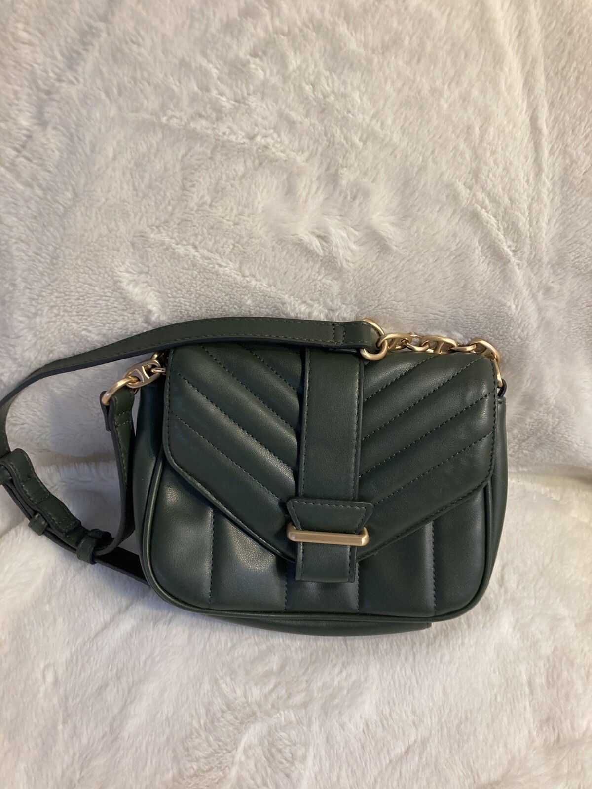 Hunter Green Leather Like Quilted Shoulder Bag Great … Gem