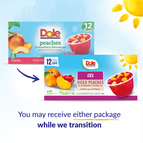 (2 pack) Dole Fruit Bowls Diced Peaches in Strawberry Gel, 4.3 oz (12 Cups) - Picture 7 of 14