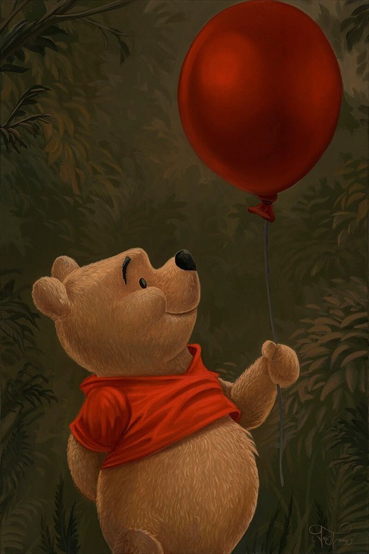 Winnie the Pooh Disney Art Jared Franco Signed Lt Ed 195 Pooh and His Balloon