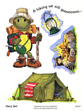Suzy's Zoo"Camping  Hiking" Scrapbook 4.5x6 Sticker 90018 - 5 Stickers 1 SHEET