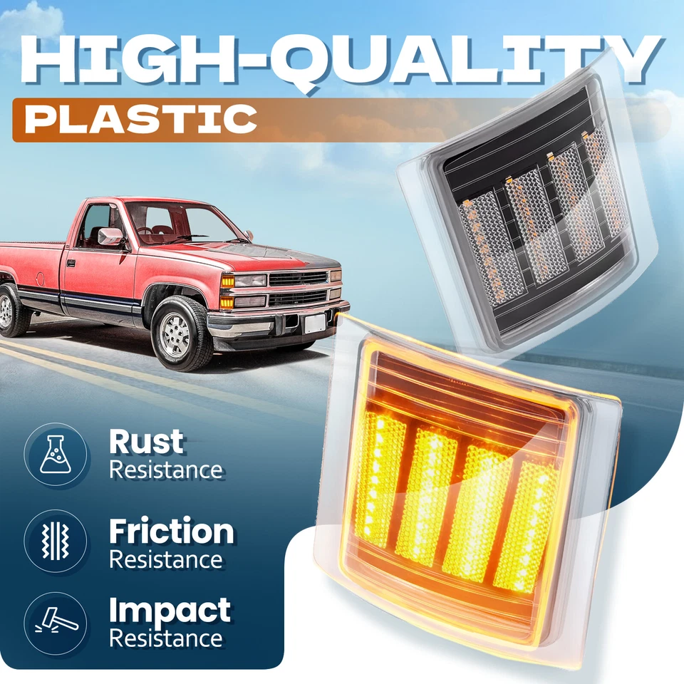 4PCS LED Sequential Clear Corner Side Marker Light For Chevy C/K 1500 2500 94-99 Foto 2 de 4